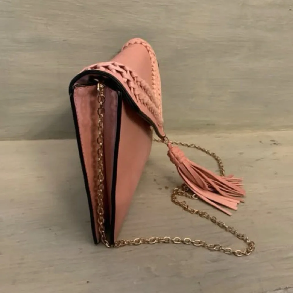 Blush Pink Faux Leather Crossbody Bag‎ Purse Good Condition